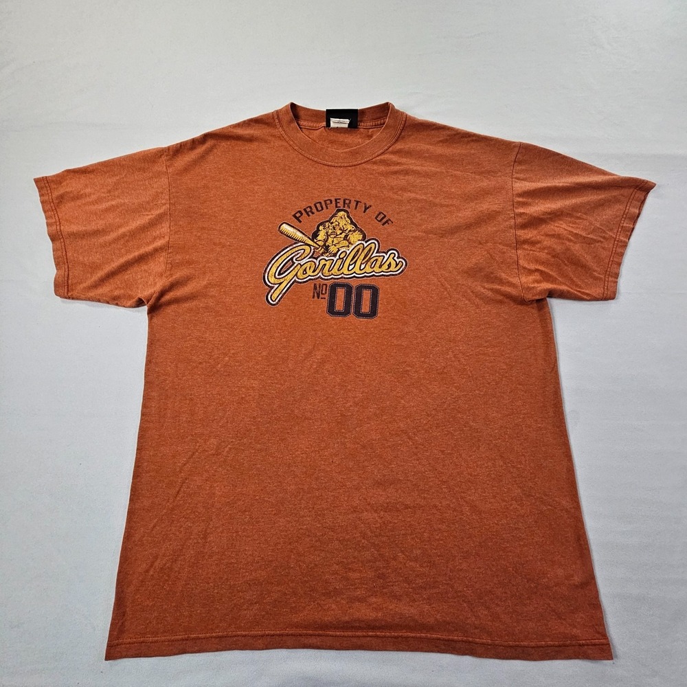 Property of Gorillas Baseball Orange Short Sleeve Cotton Blend T-Shirt Men's XL